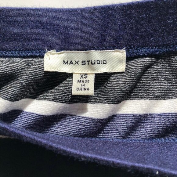Max Studio, Striped, fitted, stretchy, mini skirt, Size XS, Black, White, Blue - Picture 3 of 6